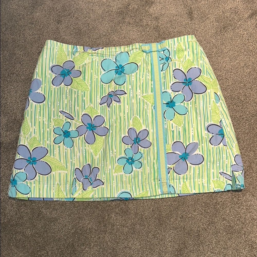 Floral Print Skirt in Green and Blue
